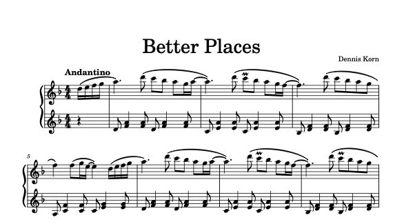 "Better Places" Digital Piano Sheet Music