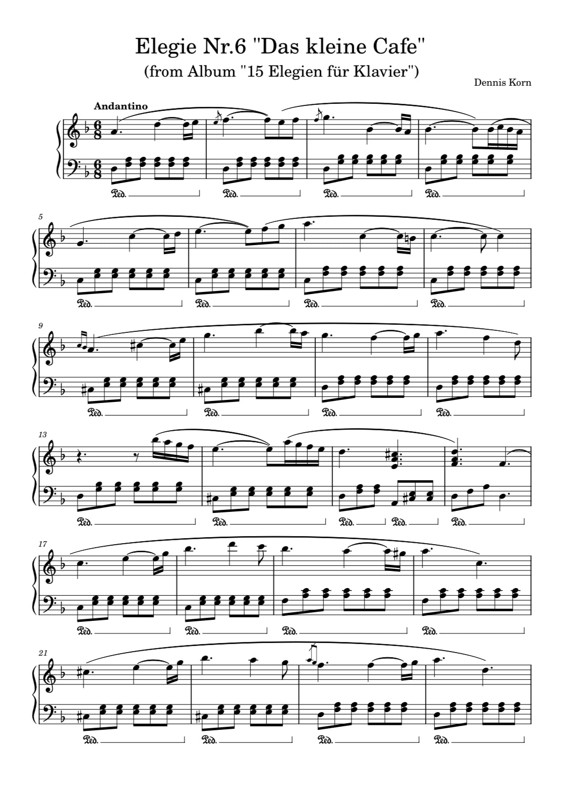 „Elegie Nr.6: Das kleine Cafe“ (Digital Sheet)