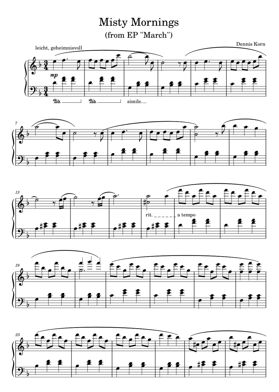 „Misty Mornings“ From EP „March“ (Digital Downloads)