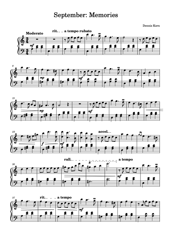 Memories – Digital Piano Sheet from EP September (Abm & Am)