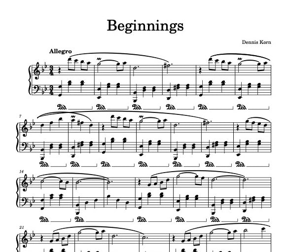 "Beginnings" Digital Piano Sheet Music Download