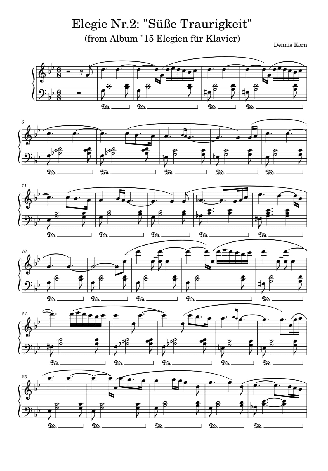 „Elegie Nr.2: Süße Traurigkeit“ (Digital Sheet Download)