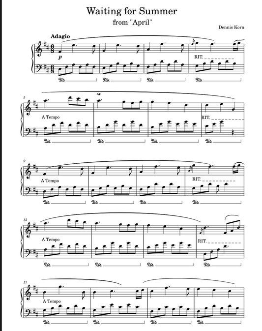„Waiting for Summer“ from EP „April“ (Digital Sheet Download)
