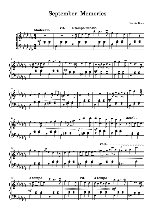 Memories – Digital Piano Sheet from EP September (Abm & Am)